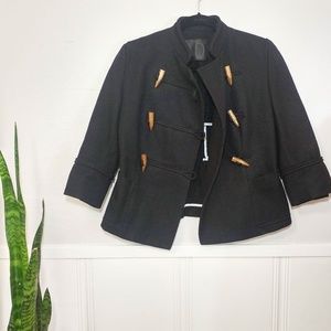 UO Troy Smith Black Wool Toggle Peacoat 3/4 Sleeve
